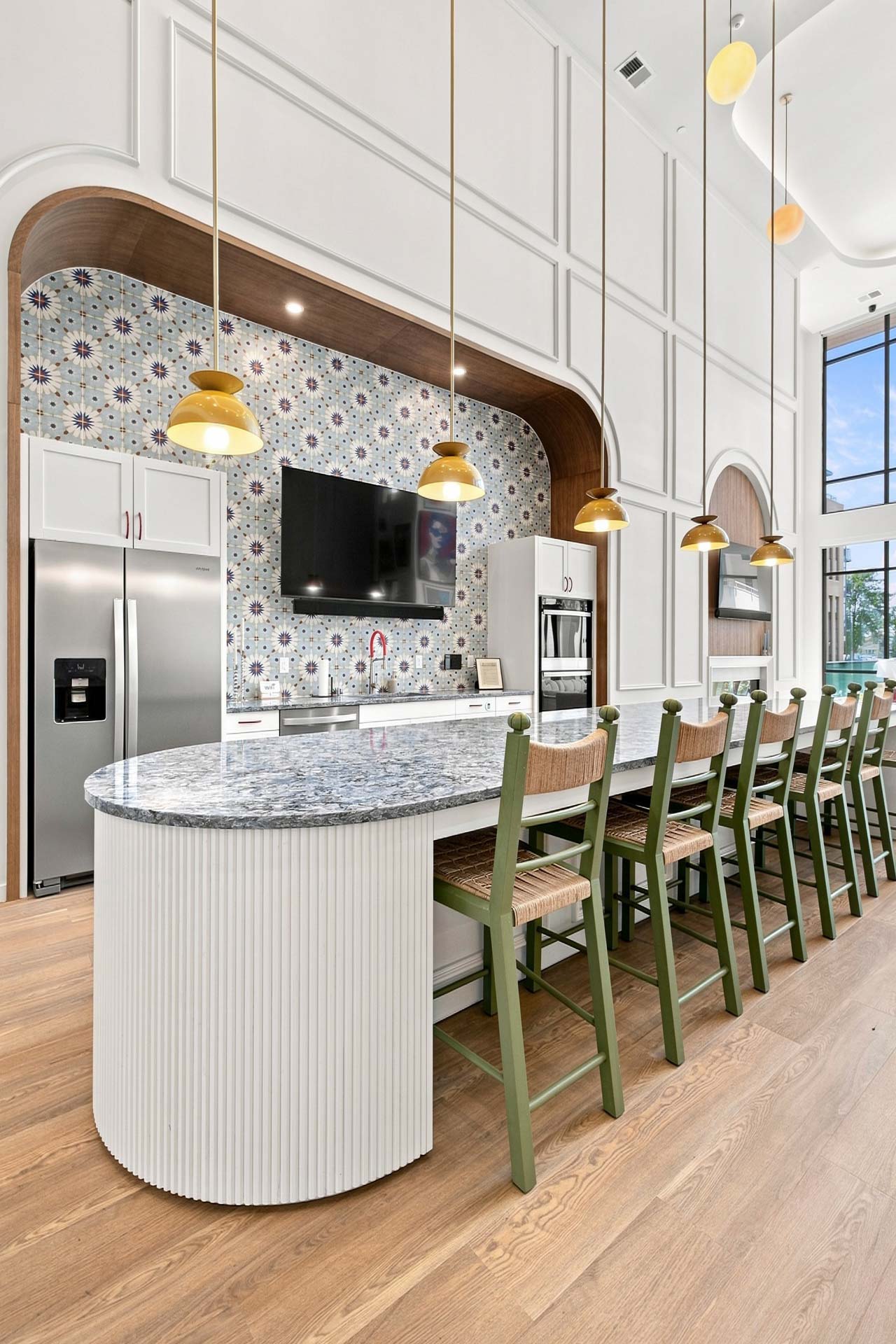 Fluted iSland Marble Countertop West Allis Wi Apiary Apartments